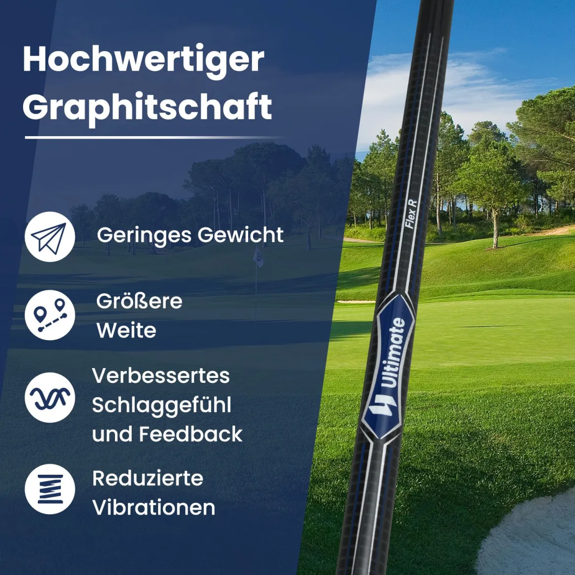 Golf Driver für Herren 460CC Golfschläger aus Aluminium für Rechtshänder mit Schlägerhaube & Graphitschaft