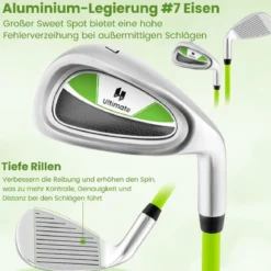 Golf Eisen 7 für Kinder mit Schlägerhaube Golf-Eisen Einzel aus Aluminium für Rechtshänder