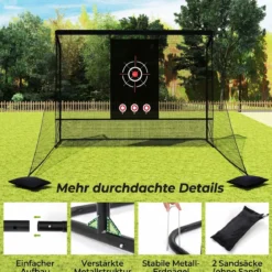 Golfnetz Golf-Übungsnetz mit Zielscheibe klappbaren Seitenteilen & Bodennetz 300 x 214 x 225 cm