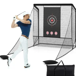 Golfnetz Golf-Übungsnetz mit Zielscheibe klappbaren Seitenteilen & Bodennetz 300 x 214 x 225 cm