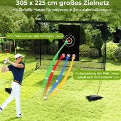 Golfnetz Golf-Übungsnetz mit Zielscheibe klappbaren Seitenteilen & Bodennetz 300 x 214 x 225 cm