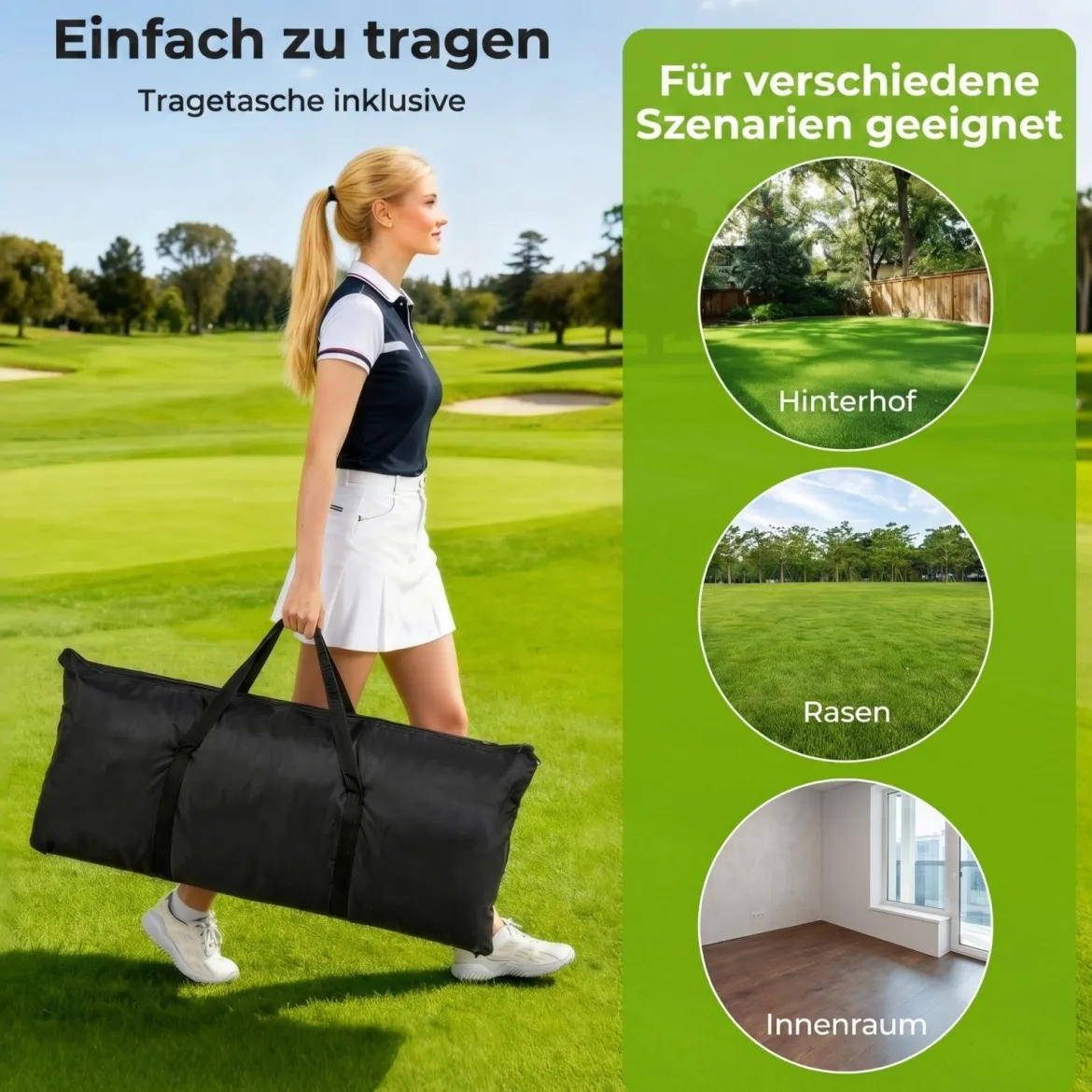 Golfnetz Golf-Übungsnetz mit Zielscheibe klappbaren Seitenteilen & Bodennetz 300 x 214 x 225 cm