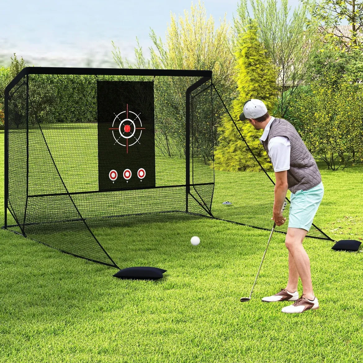 Golfnetz Golf-Übungsnetz mit Zielscheibe klappbaren Seitenteilen & Bodennetz 326 x 305 x 225 cm
