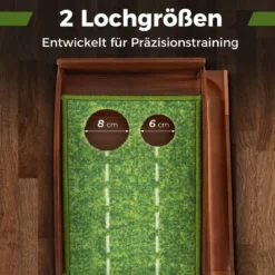 Golf Puttingmatte mit 2 Löchern & 3 Golfbällen & Kunstrasen Golfmatte Putting Trainer Grün