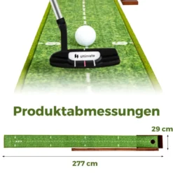 Golf Puttingmatte mit 1 Loch & 3 Golfbällen & Kunstrasen Golfmatte Putting Trainer Grün