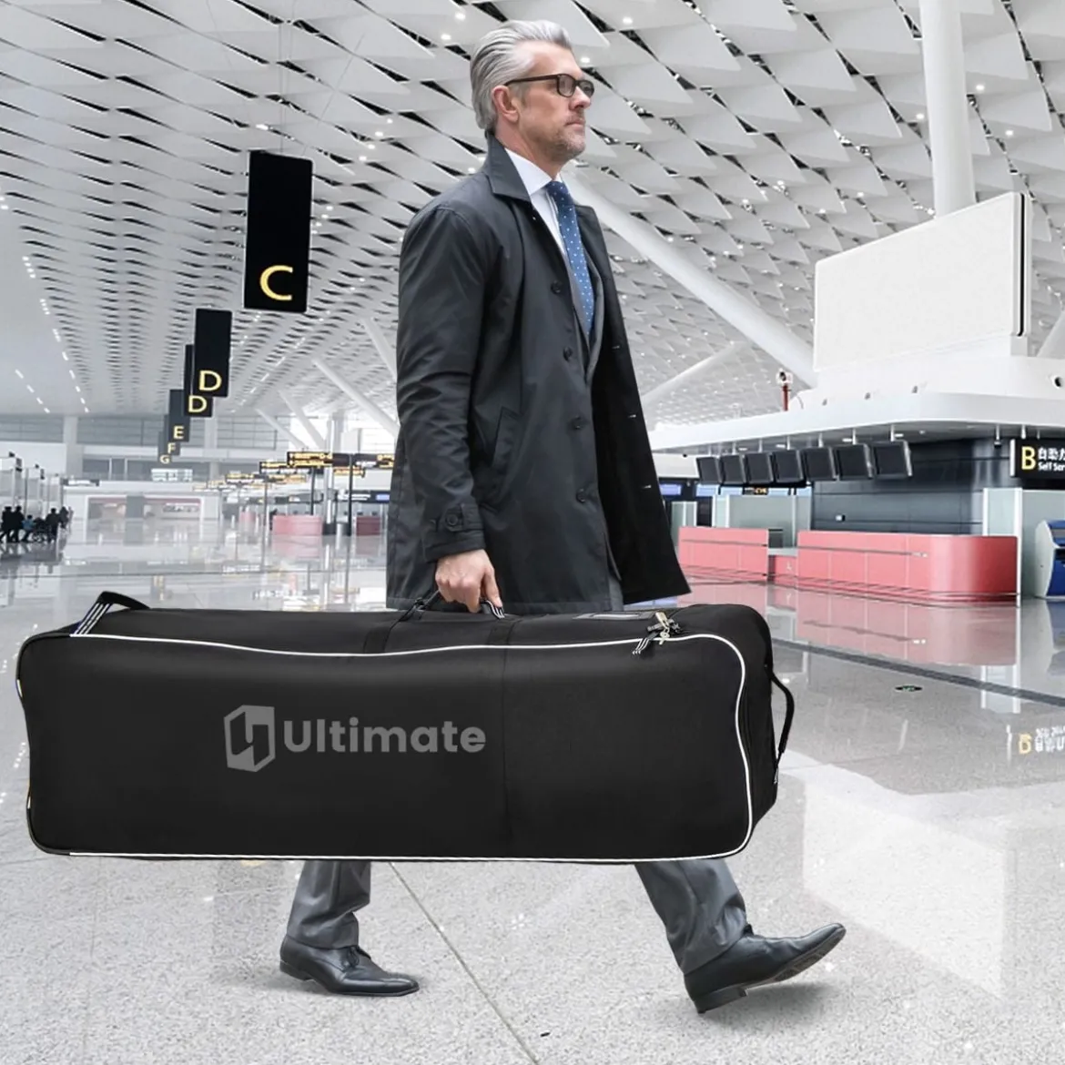 Golf Reisetasche aus Oxford-Gewebe mit Rädern & Schlüssel & Namenskartenhalter Golfbag