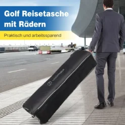 Golf Reisetasche aus Oxford-Gewebe mit Rädern & Schlüssel & Namenskartenhalter Golfbag