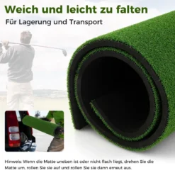 Golf Schlagmatte 2 Gummi Tees & 2 Ausrichtungsstäbe & 6 Abschlagpositionen 152 x 92 cm Dicke 32 mm