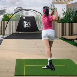 Golf Schlagmatte 2 Gummi Tees & 2 Ausrichtungsstäbe & 6 Abschlagpositionen 152 x 92 cm Dicke 32 mm