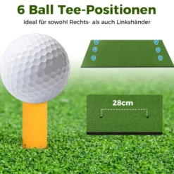 Golf Schlagmatte 2 Gummi Tees & 2 Ausrichtungsstäbe & 6 Abschlagpositionen 152 x 117 cm Dicke 27 mm