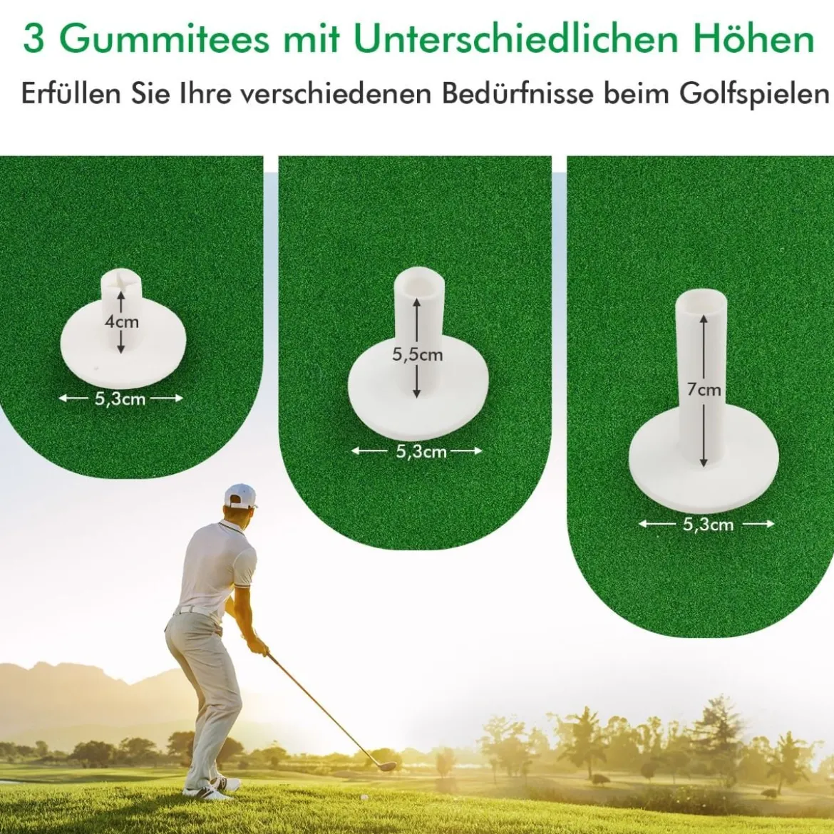 Golf-Schlagmatte Standard-Golf-Übungsmatte mit Echtem Gefühl 1,5 x 1 m Grün