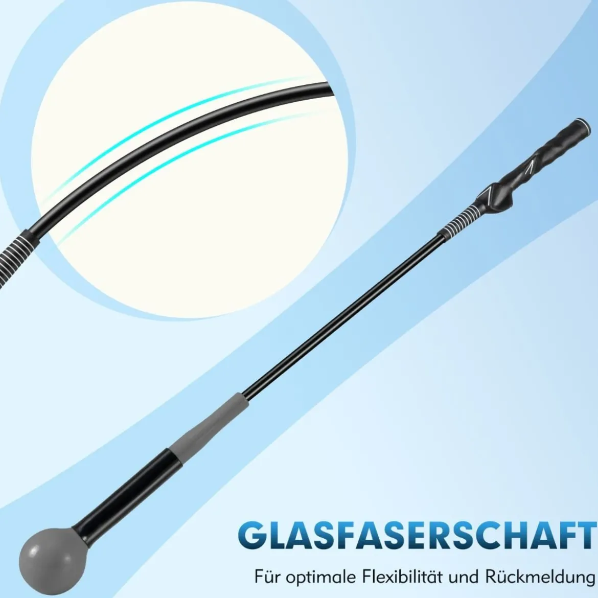 Golfschwungtrainer-Hilfe 80cm Golf Trainingshilfe mit Gewichts-Kopf für Griff Rhythmus Flexibilität Balance Grau