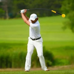 Golfschwungtrainer-Hilfe 100cm Golf Trainingshilfe mit Gewichts-Kopf für Griff Rhythmus Flexibilität Balance Gelb