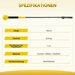 Golfschwungtrainer-Hilfe 100cm Golf Trainingshilfe mit Gewichts-Kopf für Griff Rhythmus Flexibilität Balance Gelb