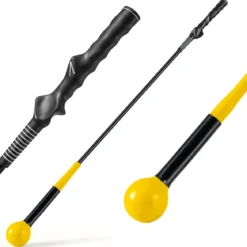 Golfschwungtrainer-Hilfe 100cm Golf Trainingshilfe mit Gewichts-Kopf für Griff Rhythmus Flexibilität Balance Gelb