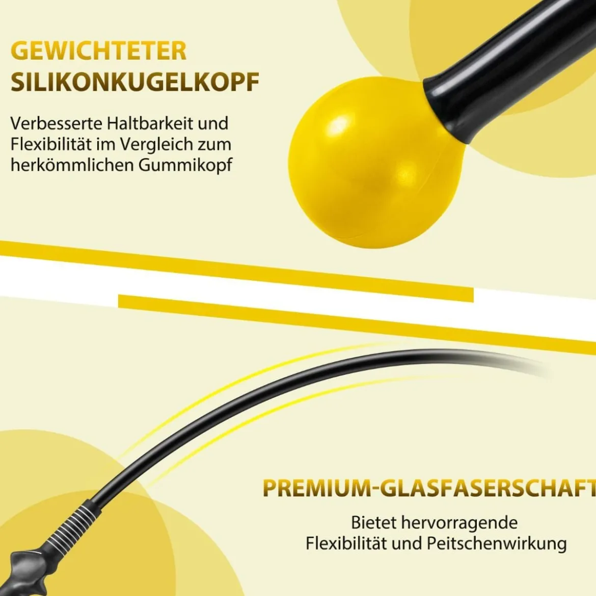 Golfschwungtrainer-Hilfe 80cm Golf Trainingshilfe mit Gewichts-Kopf für Griff Rhythmus Flexibilität Balance Gelb