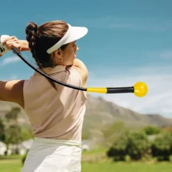 Golfschwungtrainer-Hilfe 80cm Golf Trainingshilfe mit Gewichts-Kopf für Griff Rhythmus Flexibilität Balance Gelb