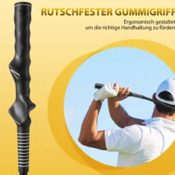 Golfschwungtrainer-Hilfe 80cm Golf Trainingshilfe mit Gewichts-Kopf für Griff Rhythmus Flexibilität Balance Gelb