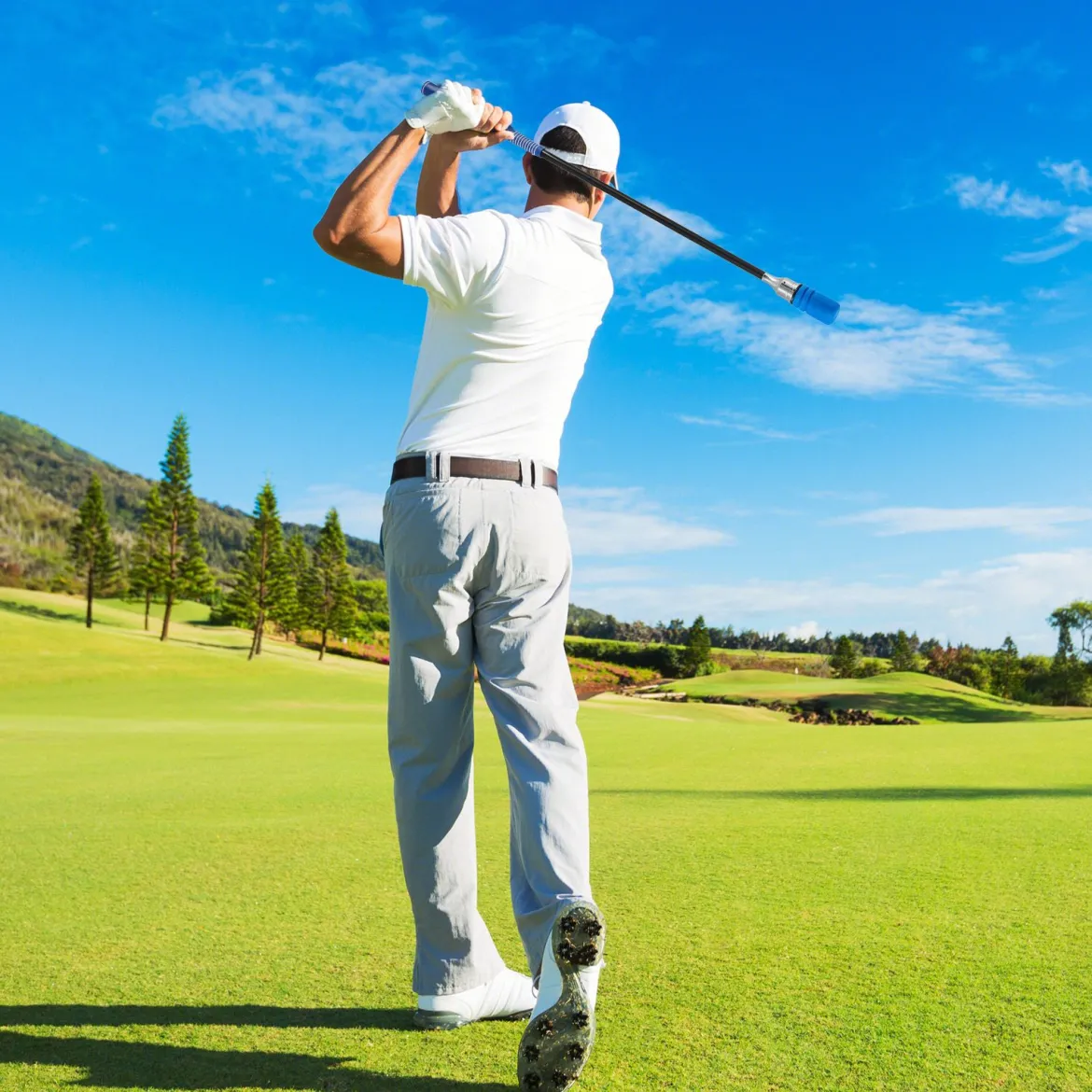 Golf Schwungtrainer mit Rutschfestem Griff Golf-Trainingshilfe Warm-up Übungsgerät Blau