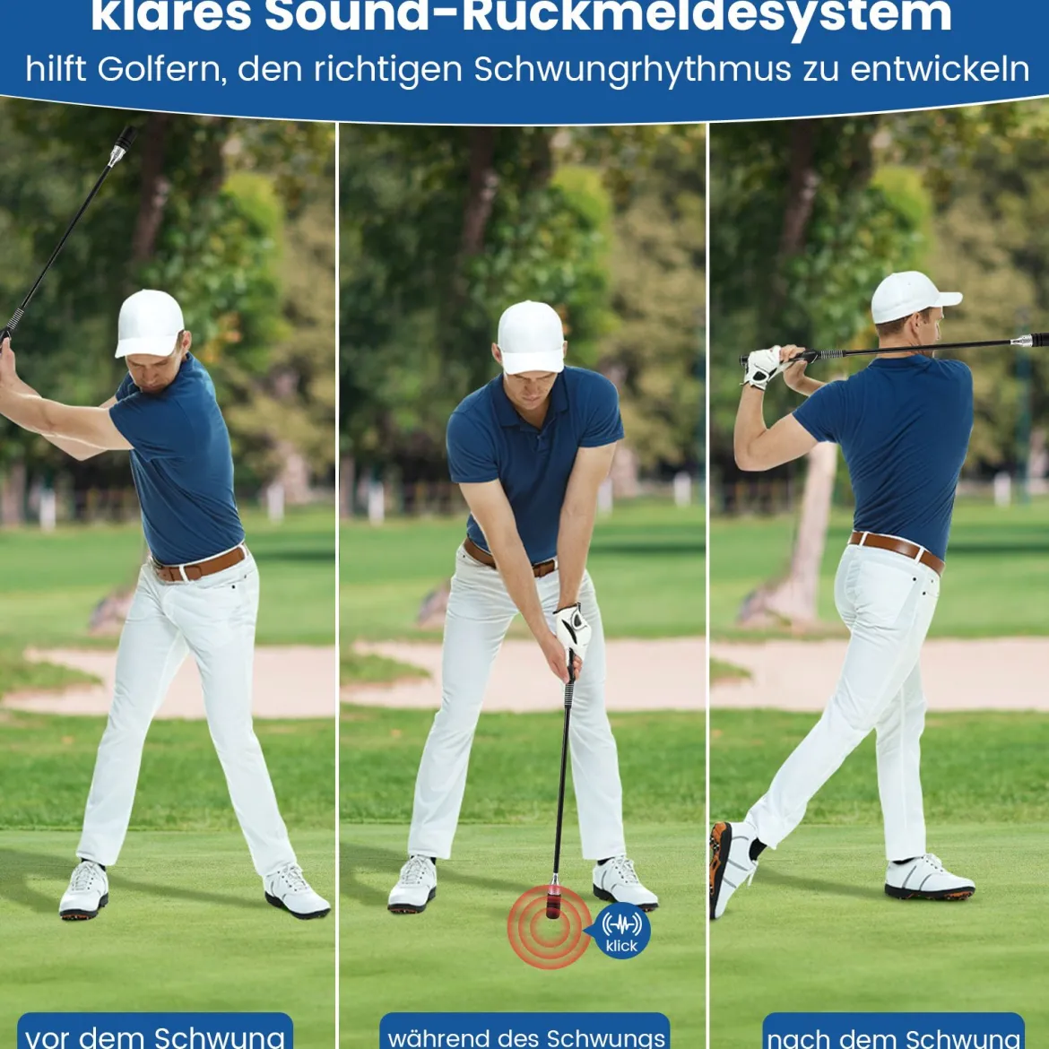 Golf Schwungtrainer mit Rutschfestem Griff Golf-Trainingshilfe Warm-up Übungsgerät Schwarz