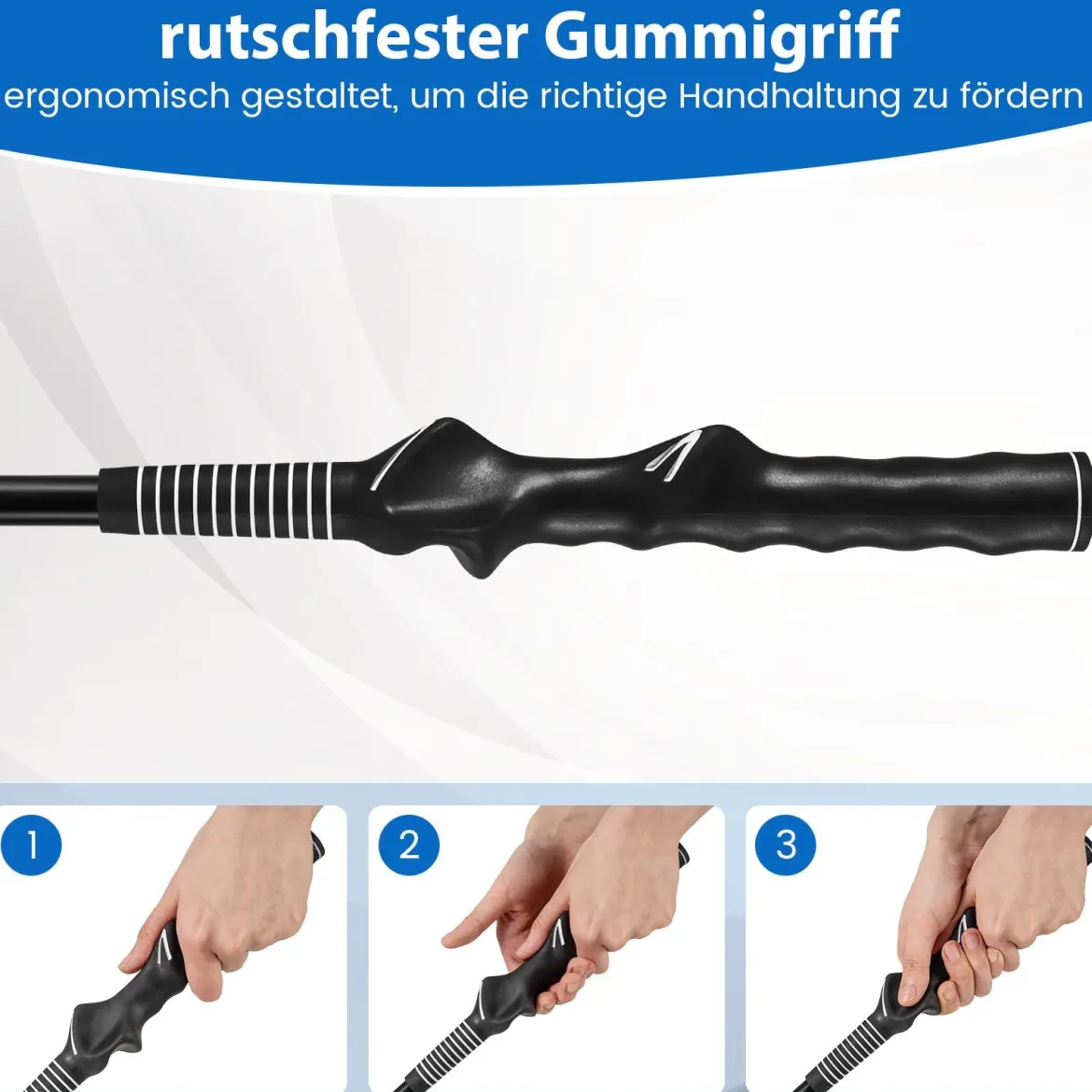 Golf Schwungtrainer mit Rutschfestem Griff Golf-Trainingshilfe Warm-up Übungsgerät Schwarz