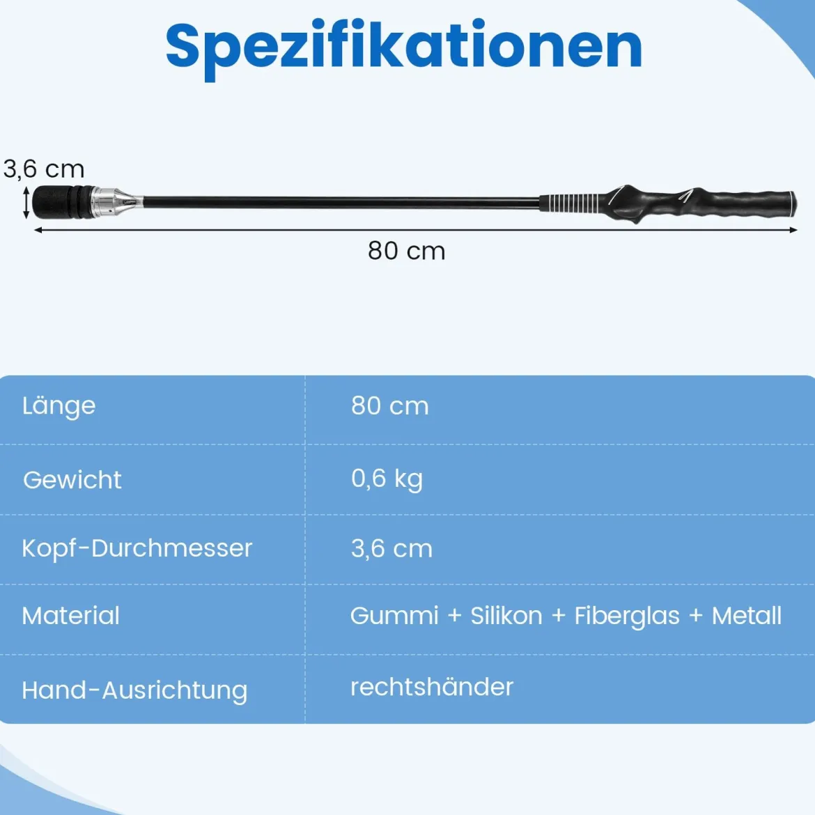 Golf Schwungtrainer mit Rutschfestem Griff Golf-Trainingshilfe Warm-up Übungsgerät Schwarz
