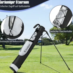 Golf-Standtasche Golfbag mit 2 er Unterteilung & Regenhaube Golftasche leicht mit Schultergurt Grau
