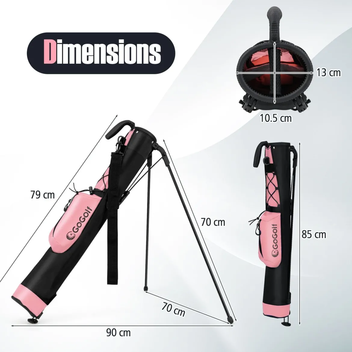 Golf-Standtasche Golfbag mit 2 er Unterteilung & Regenhaube Golftasche leicht mit Schultergurt Rosa