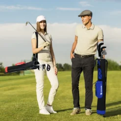 Golf-Standtasche Golfbag mit 2 er Unterteilung & Regenhaube Golftasche leicht mit Schultergurt Rot
