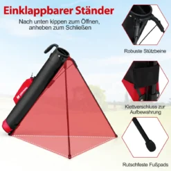 Golf-Standtasche Golfbag mit 2 er Unterteilung & Regenhaube Golftasche leicht mit Schultergurt Rot