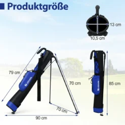 Golf-Standtasche Golfbag mit 2 er Unterteilung & Regenhaube Golftasche leicht mit Schultergurt Blau