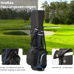 Golftasche mit 14-facher Schlägereinteilung & 6 Taschen & Kühltasche & Regenhaube Blau