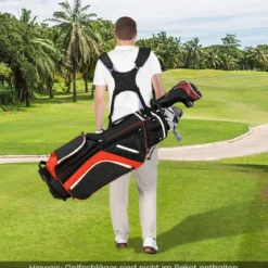 Golftasche mit 14-facher Schlägereinteilung & 6 Taschen & Kühltasche & Regenhaube Rot