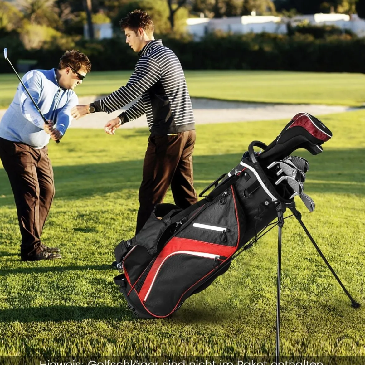 Golftasche mit 14-facher Schlägereinteilung & 6 Taschen & Kühltasche & Regenhaube Rot