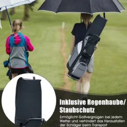 Golftasche mit 14-fach-Unterteilung & Wasserdichter Wertsachentasche Schwarz + Grau