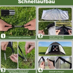 Golf Trainingsnetz mit Abschlagmatte Golfnetz Set mit Zielscheibe 5 Bällen Tee & Bodenankern 314 x 179 x 199 cm