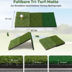 Golf Trainingsnetz mit Abschlagmatte Golfnetz Set mit Zielscheibe 5 Bällen Tee & Bodenankern 314 x 179 x 199 cm