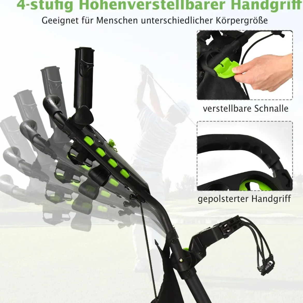 Golf Trolley 4 Rad Golftrolley Golfwagen Golf klappbar Golfcaddy Golf Push Cart aus Aluminum