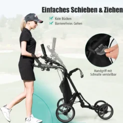 Golf Trolley 4 Rad Golftrolley Golfwagen Golf klappbar Golfcaddy Golf Push Cart aus Aluminum