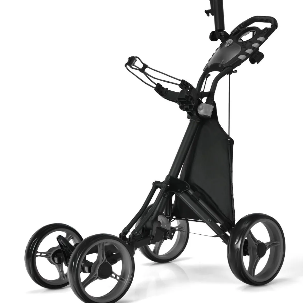 Golf Trolley 4 Rad Golftrolley Golfwagen Golf klappbar Golfcaddy Golf Push Cart aus Aluminum
