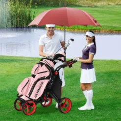Golf Trolley 4 Rad Golftrolley Golfwagen Golf klappbar Golfcaddy Golf Push Cart aus Aluminum