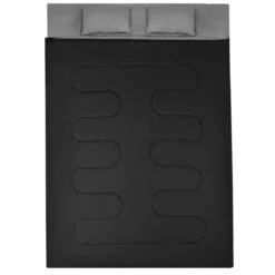 Goplus Doppelschlafsack 2 Personen XL Deckenschlafsack Schlafsack mit 2 Kissen Schwarz/Blau 220 x150 cm