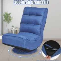 360-Grad-Drehbodenstuhl Bodensessel mit verstellbarer Rückenlehne 59 x 62 x 56 cm