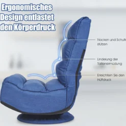 360-Grad-Drehbodenstuhl Bodensessel mit verstellbarer Rückenlehne 59 x 62 x 56 cm