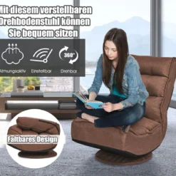 360-Grad-Drehbodenstuhl Bodensessel mit verstellbarer Rückenlehne 59 x 62 x 56 cm