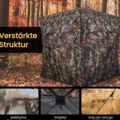 360 Grad Einweg-Durchsicht Bodenzelt Jagdversteck 4-Personen Pop-up Tarnzelt mit Tragetasche