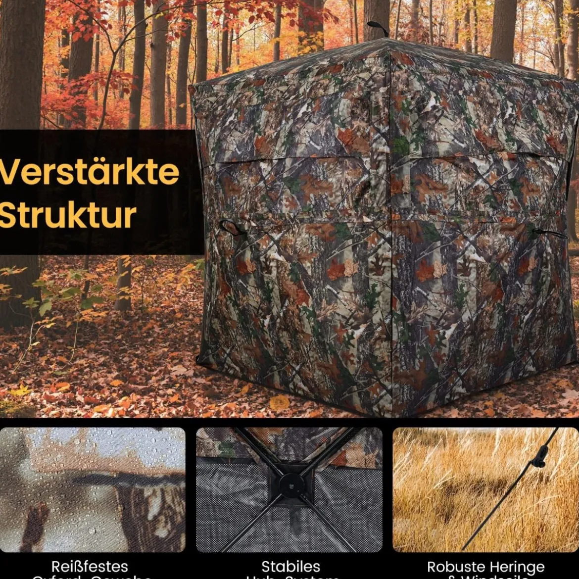360 Grad Einweg-Durchsicht Bodenzelt Jagdversteck 4-Personen Pop-up Tarnzelt mit Tragetasche