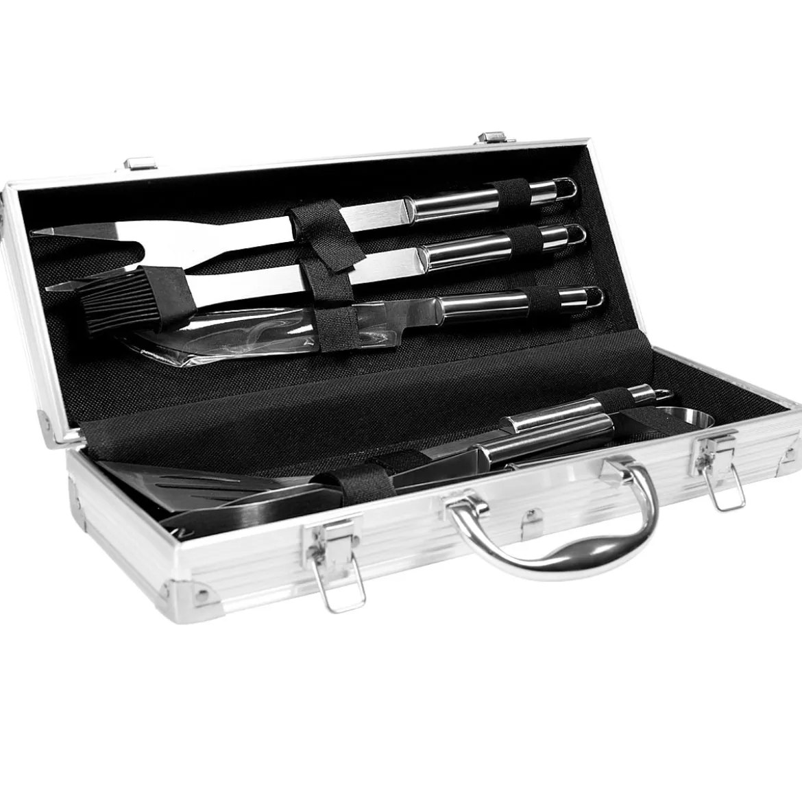 Grillbesteck-Set 5-Teilig im Koffer Grillzubehör Edelstahl 37 x 7 x 13 cm