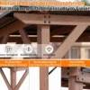 Grillpavillon Holz Grillüberdachung mit 2 Seitenregalen Schrägem Metalldach 263 x 151 x 223cm