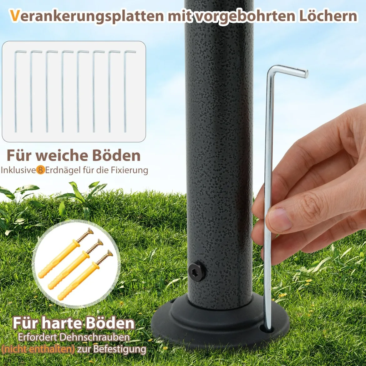 Grillpavillon mit Doppeldach & 2 Seitenregalen & 6 Haken Gartenpavillon BBQ Pavillon 242 x 150 cm Grau/Beige/Braun